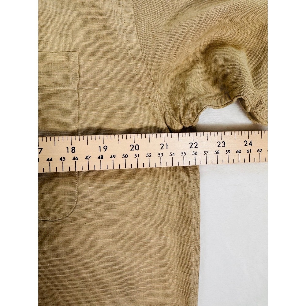 Nautica Men's Tan Linen & Rayon Blend Short Sleeve Button Down Shirt Size M - Picture 4 of 9